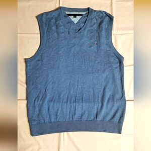 Tommy Hilfiger Men's Sleeveless Blue V Neck Pullover Cotton Sweater XL